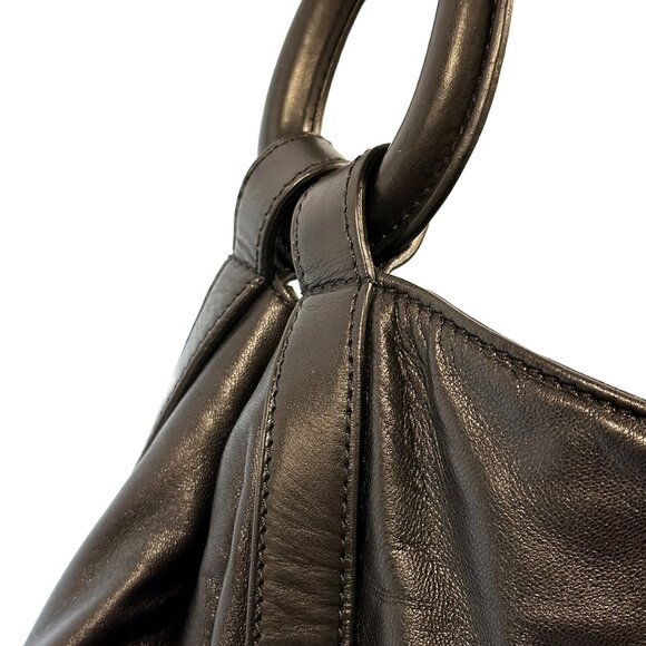 RALPH LAUREN Purple Label Nappa Stirrup Hobo Bag • black leather, silver - Picture 5 of 15